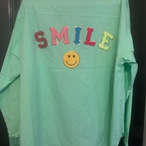 Women’s Smile Sequin Shirt - Green